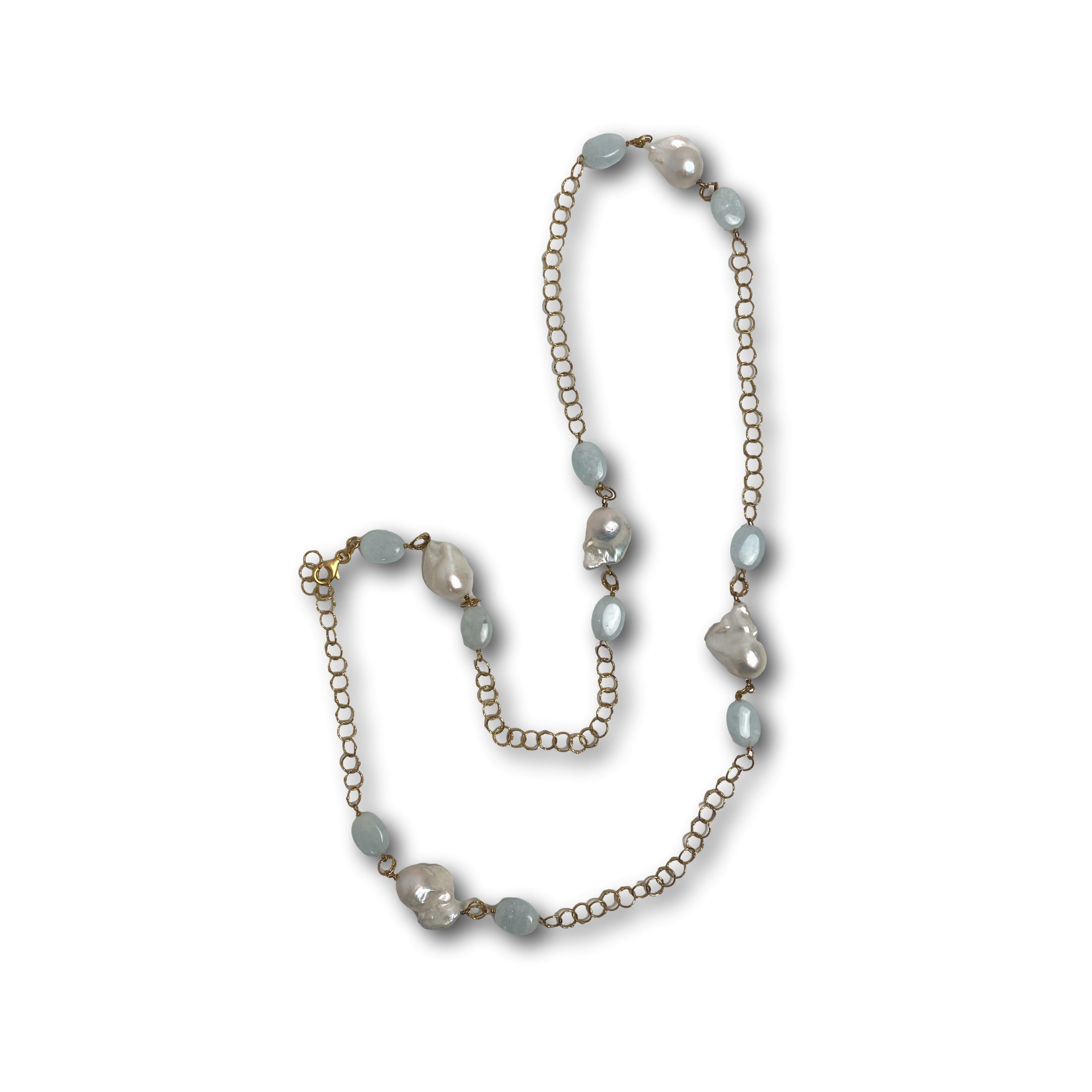 Collana Perle di fiume&Acqua marina milk, M'ama collection